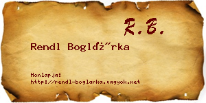 Rendl Boglárka névjegykártya